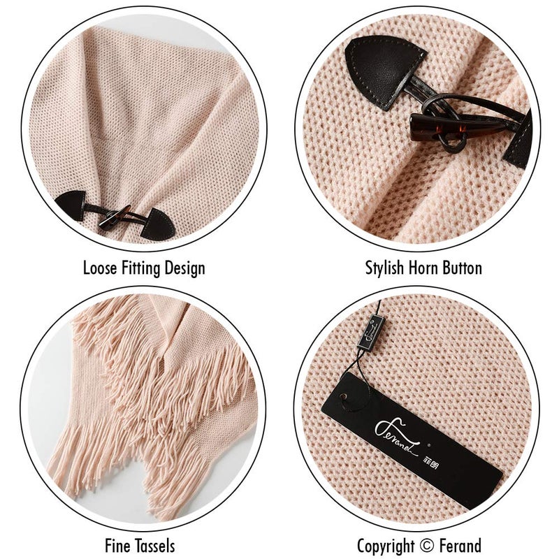 Ferand Shawl Wraps for Women â€“ Toggle Closure, Elegant Fringe Shawl for Travel, Work, or Casual Outfits, Perfect for Fall Layering, Pink - Image 4